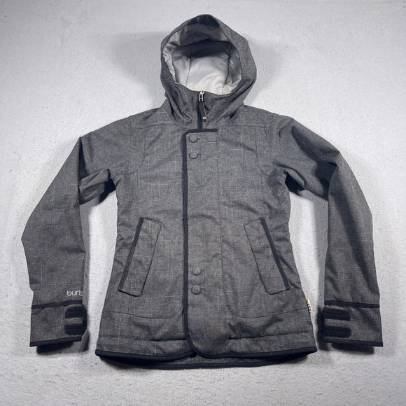 Burton Dryride Snowboard Jacket Women's XS Gray Hooded Winter Coat - Picture 1 of 11